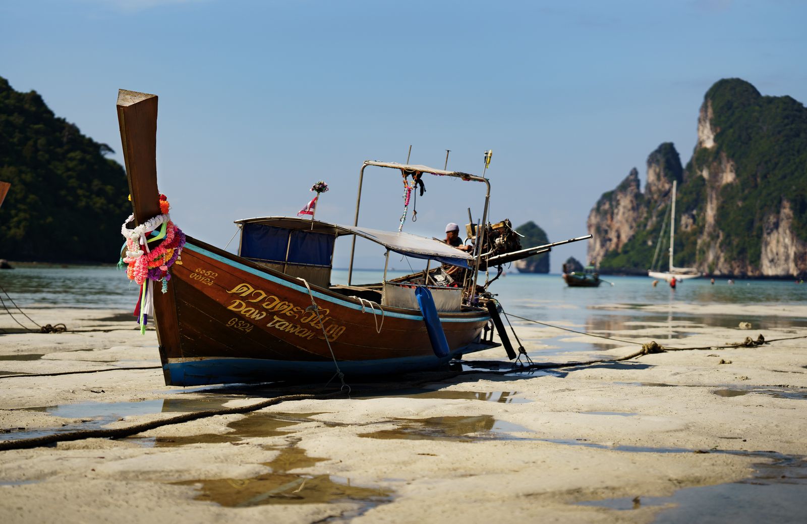 Longtail boat on a Krabi beach